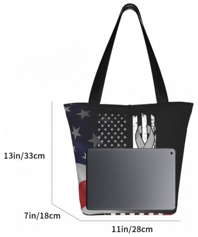 Brain Cancer Awareness America Flag Gray Ribbon Fashion Shoulder Bag Large Capacity For Man Or Woman $20.22 Totes