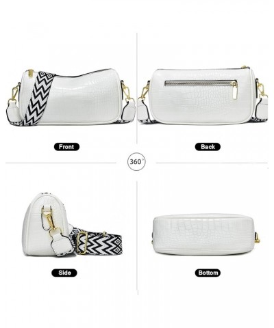 Small Crossbody Bag for Women Wide Strap Shoulder Bag Trendy Design Cluth Crossbody Purse and Handbag Top Zip 2-8-white $11.2...