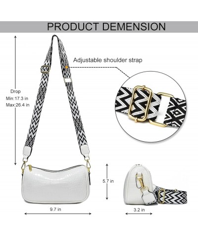 Small Crossbody Bag for Women Wide Strap Shoulder Bag Trendy Design Cluth Crossbody Purse and Handbag Top Zip 2-8-white $11.2...