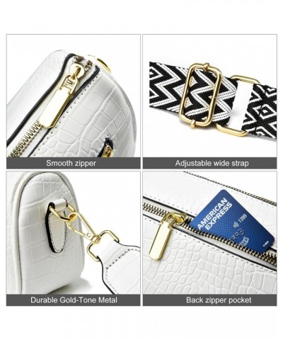 Small Crossbody Bag for Women Wide Strap Shoulder Bag Trendy Design Cluth Crossbody Purse and Handbag Top Zip 2-8-white $11.2...