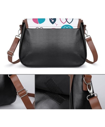 Printed Crossbody Bags Women City Leather Shoulder Bag Satchel Hobo Bags Trendy Cat Head Color10 $29.99 Hobo Bags