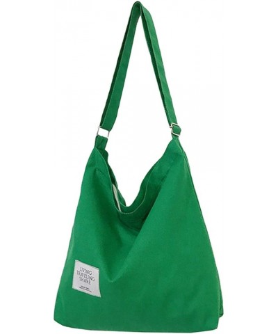 Women's Retro Large Size Canvas Shoulder Bag Hobo Crossbody Handbag Casual Tote Green $8.36 Totes