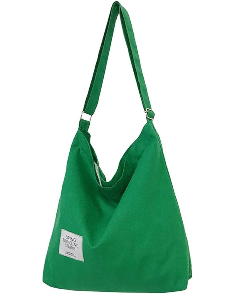 Women's Retro Large Size Canvas Shoulder Bag Hobo Crossbody Handbag Casual Tote Green $8.36 Totes