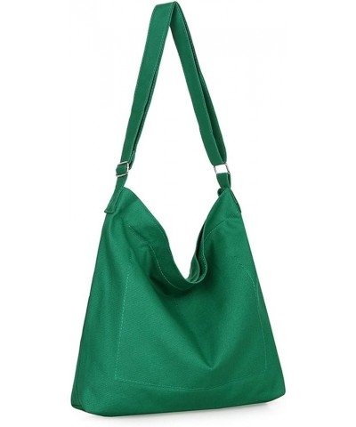 Women's Retro Large Size Canvas Shoulder Bag Hobo Crossbody Handbag Casual Tote Green $8.36 Totes