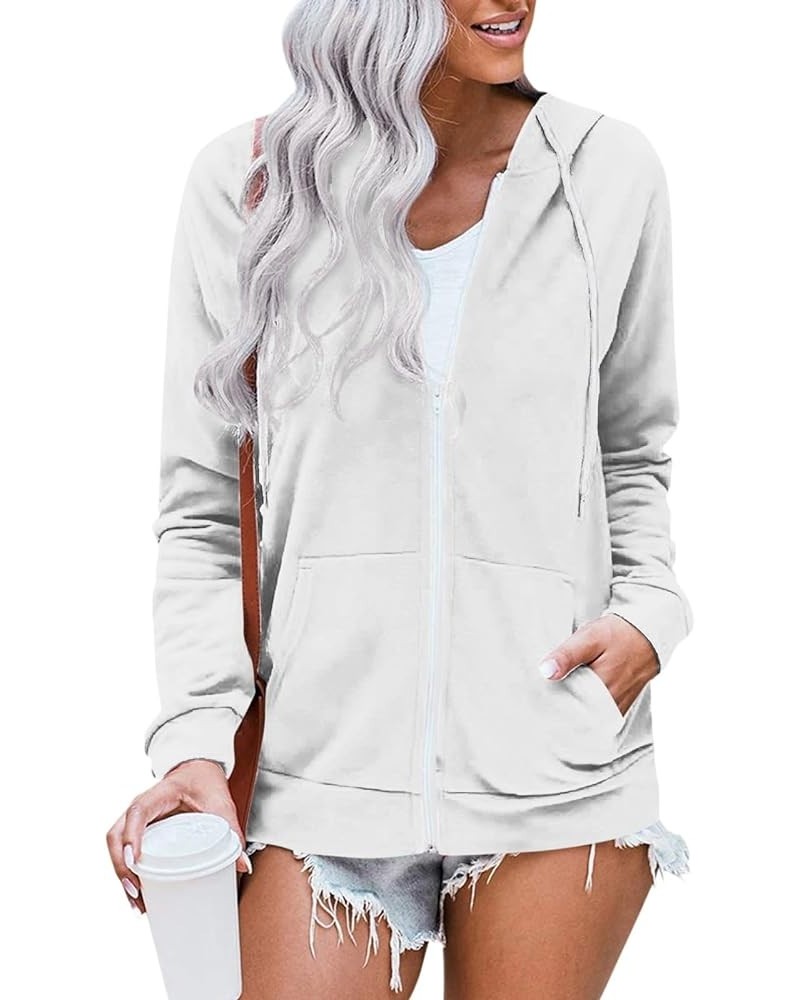 Hoodies for Women Oversized Long Sleeve Sweatshirts Drawstring Zip Up Jackets Loose Fit Y2k Clothes with Pockets 4-white $10....