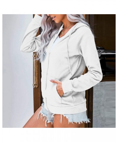 Hoodies for Women Oversized Long Sleeve Sweatshirts Drawstring Zip Up Jackets Loose Fit Y2k Clothes with Pockets 4-white $10....