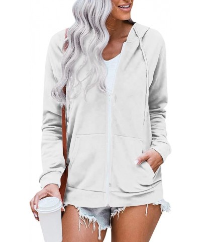 Hoodies for Women Oversized Long Sleeve Sweatshirts Drawstring Zip Up Jackets Loose Fit Y2k Clothes with Pockets 4-white $10....