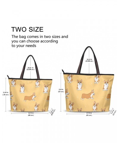 Cartoon Corgi Dog Pattern Woman Tote Bag Top Handle Handbag for Work Travel $15.12 Totes