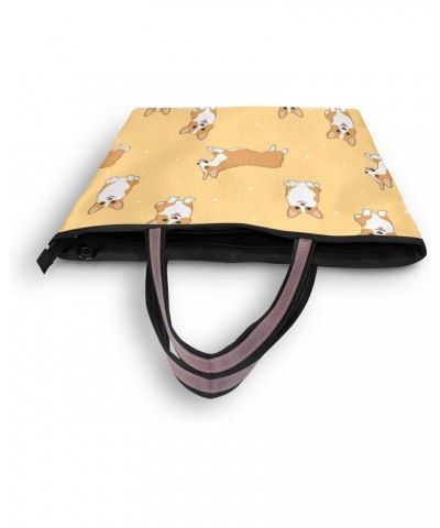 Cartoon Corgi Dog Pattern Woman Tote Bag Top Handle Handbag for Work Travel $15.12 Totes