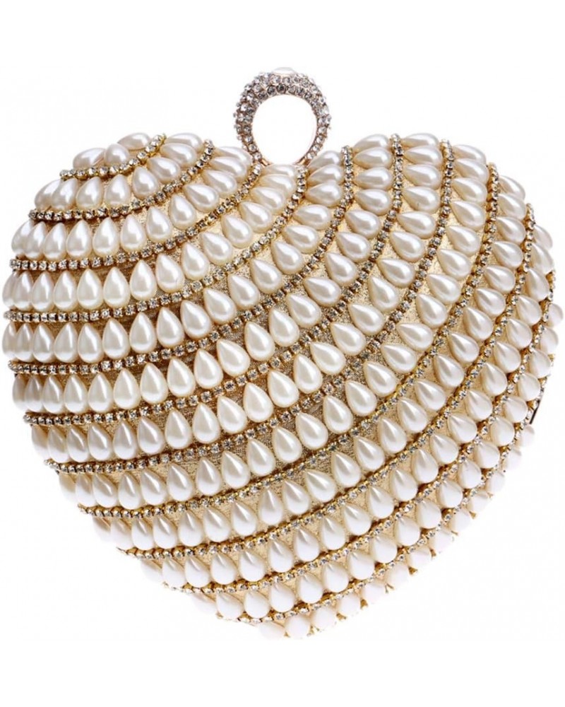 Chain Evening Bag Women Clutch Purse Dress Handbag Pearls Wedding Gold $38.64 Evening Bags