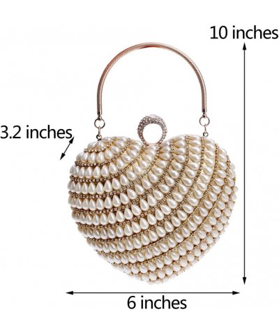 Chain Evening Bag Women Clutch Purse Dress Handbag Pearls Wedding Gold $38.64 Evening Bags