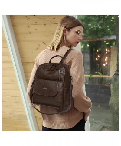 PU Leather Backpack Purse for Women Fashion Multipurpose Design Handbag Ladies Shoulder Bags Travel Backpack Khaki A-coffee $...