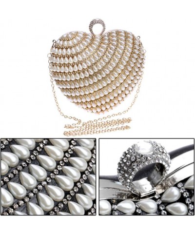 Chain Evening Bag Women Clutch Purse Dress Handbag Pearls Wedding Gold $38.64 Evening Bags