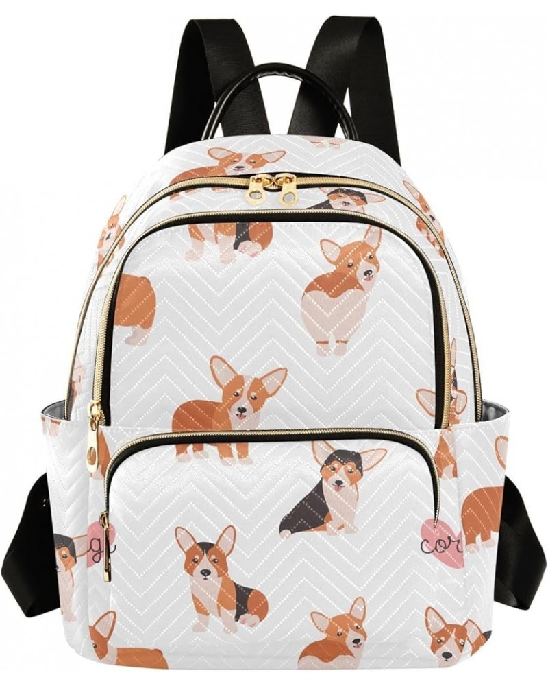 Mini Backpack for Women, Funny Welsh Corgi Travel Backpack Purse for Ladies, Small Bookbag Daypack Shoulder Bag S Multi667 Me...