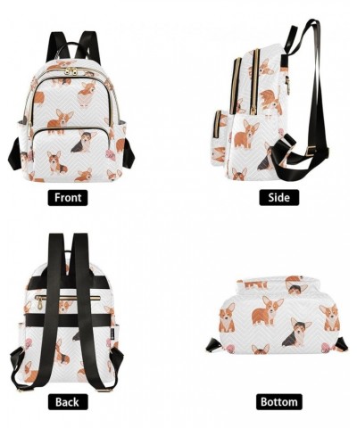 Mini Backpack for Women, Funny Welsh Corgi Travel Backpack Purse for Ladies, Small Bookbag Daypack Shoulder Bag S Multi667 Me...