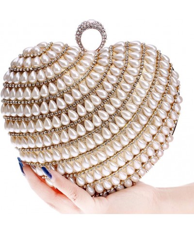 Chain Evening Bag Women Clutch Purse Dress Handbag Pearls Wedding Gold $38.64 Evening Bags