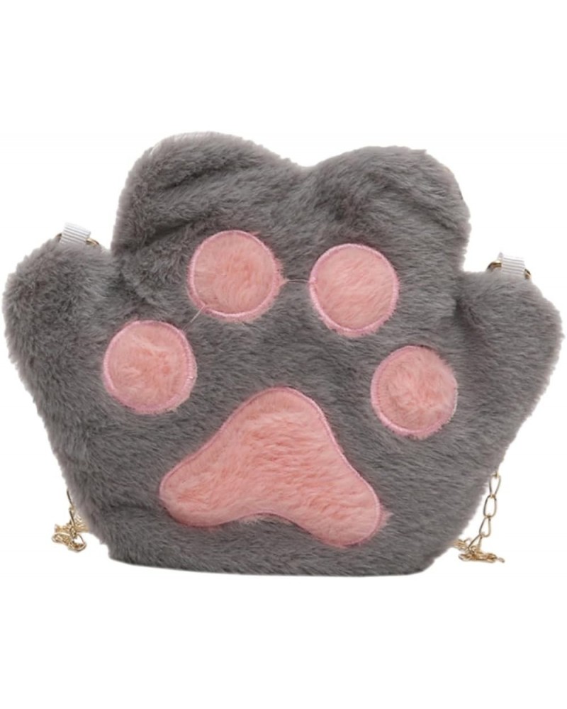 1pc Bear Bag Handbag with Chain White Plush Bag Shoulder Bag Crossbody Dog Paw Bag Plush Bags for Women Grey $11.59 Shoulder ...