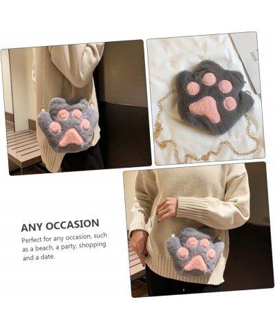 1pc Bear Bag Handbag with Chain White Plush Bag Shoulder Bag Crossbody Dog Paw Bag Plush Bags for Women Grey $11.59 Shoulder ...