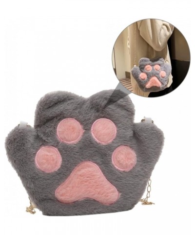 1pc Bear Bag Handbag with Chain White Plush Bag Shoulder Bag Crossbody Dog Paw Bag Plush Bags for Women Grey $11.59 Shoulder ...