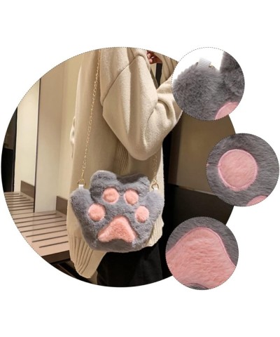 1pc Bear Bag Handbag with Chain White Plush Bag Shoulder Bag Crossbody Dog Paw Bag Plush Bags for Women Grey $11.59 Shoulder ...