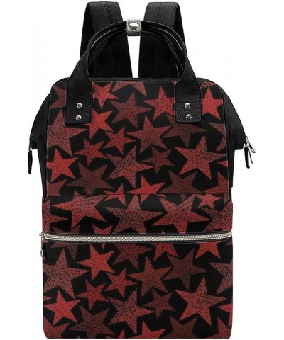 Red Stars Pattern Backpack Work Business, Travel Rucksack Daypack for Adults Women, Handbag,Black Red Stars Pattern $21.20 Ba...