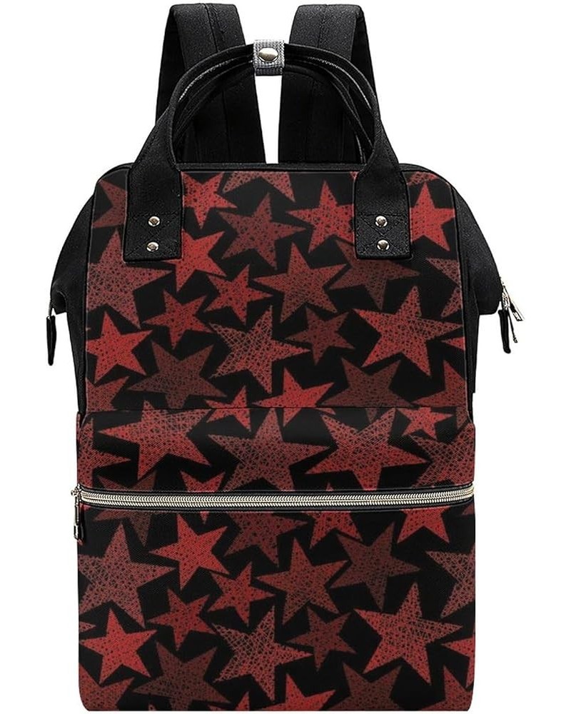 Red Stars Pattern Backpack Work Business, Travel Rucksack Daypack for Adults Women, Handbag,Black Red Stars Pattern $21.20 Ba...