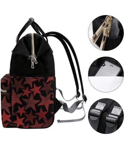 Red Stars Pattern Backpack Work Business, Travel Rucksack Daypack for Adults Women, Handbag,Black Red Stars Pattern $21.20 Ba...