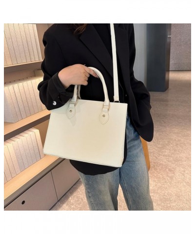 Women Shoulder Bag PU Leather Retro Sling Bag Adjustable Strap Solid Color Travel Lady Daily Handbag White $11.51 Satchels