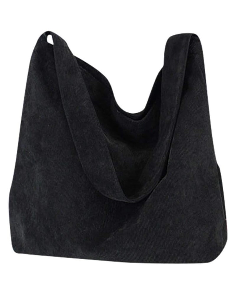 Ladies Corduroy Canvas Bag Simple Solid Color Shoulder Shopping Bag Casual Tote Small Shoulder Bag for Men Black $7.70 Should...