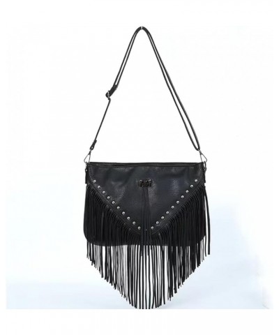 Women Tassels Crossbody Handbag Purse Casual Street Hippie Hobo Bag Shoulder Purse B-black $18.13 Hobo Bags