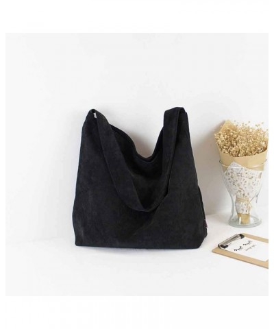 Ladies Corduroy Canvas Bag Simple Solid Color Shoulder Shopping Bag Casual Tote Small Shoulder Bag for Men Black $7.70 Should...