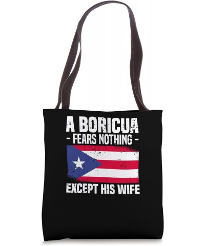 A Boricua Fears Nothing - Puerto Rican Flag Puerto Rico Tote Bag $15.07 Totes