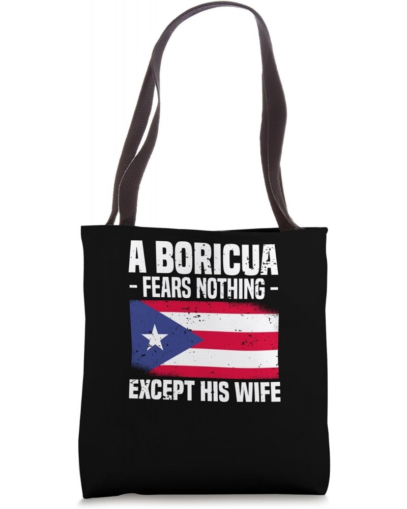 A Boricua Fears Nothing - Puerto Rican Flag Puerto Rico Tote Bag $15.07 Totes