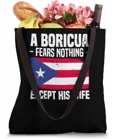 A Boricua Fears Nothing - Puerto Rican Flag Puerto Rico Tote Bag $15.07 Totes