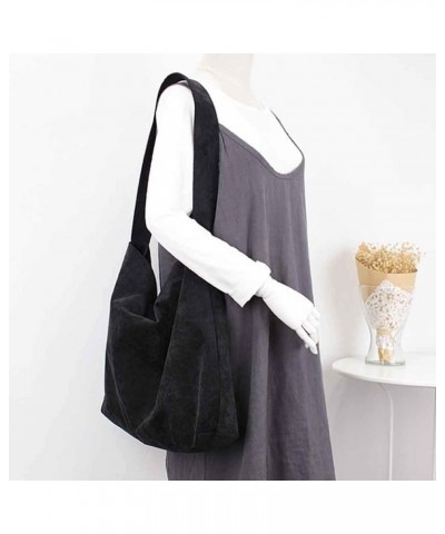 Ladies Corduroy Canvas Bag Simple Solid Color Shoulder Shopping Bag Casual Tote Small Shoulder Bag for Men Black $7.70 Should...