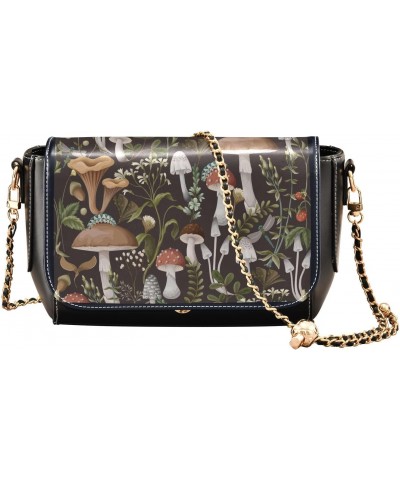 Pattern with Mushrooms Stylish Leather Clamshell Crossbody Handbag with Detachable Adjustable shoulder strap $16.40 Crossbody...