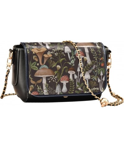 Pattern with Mushrooms Stylish Leather Clamshell Crossbody Handbag with Detachable Adjustable shoulder strap $16.40 Crossbody...