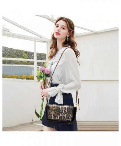 Pattern with Mushrooms Stylish Leather Clamshell Crossbody Handbag with Detachable Adjustable shoulder strap $16.40 Crossbody...