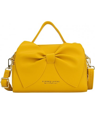 Crossbody Shoulder Purse for Women - Fashion Purse with Bow Handbags PU Leather Satchel Bag W-yellow $33.52 Shoulder Bags