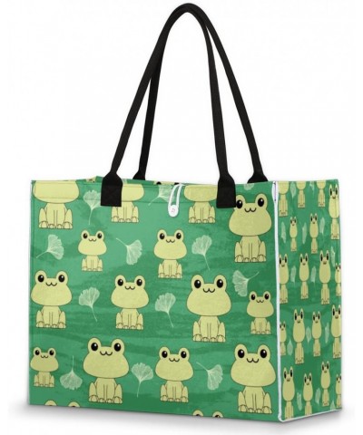 Frog Large Tote Bag Green Grunge Frog Shoulder Bag For Women Teachers Nurses Work Shopping Travel Handbag Purse $9.53 Totes