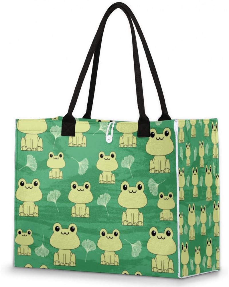 Frog Large Tote Bag Green Grunge Frog Shoulder Bag For Women Teachers Nurses Work Shopping Travel Handbag Purse $9.53 Totes