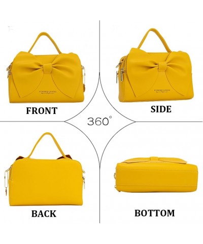 Crossbody Shoulder Purse for Women - Fashion Purse with Bow Handbags PU Leather Satchel Bag W-yellow $33.52 Shoulder Bags