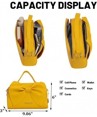 Crossbody Shoulder Purse for Women - Fashion Purse with Bow Handbags PU Leather Satchel Bag W-yellow $33.52 Shoulder Bags