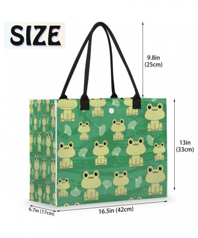 Frog Large Tote Bag Green Grunge Frog Shoulder Bag For Women Teachers Nurses Work Shopping Travel Handbag Purse $9.53 Totes