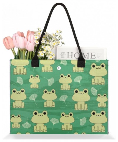 Frog Large Tote Bag Green Grunge Frog Shoulder Bag For Women Teachers Nurses Work Shopping Travel Handbag Purse $9.53 Totes