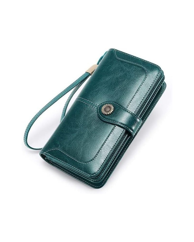 Leather Wallet Leather Women's Wallet Long Large Capacity Buckle Purse Clutch Girls Zipper Fashion Elegant Coin Pocket Memori...