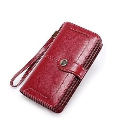 Leather Wallet Leather Women's Wallet Long Large Capacity Buckle Purse Clutch Girls Zipper Fashion Elegant Coin Pocket Memori...