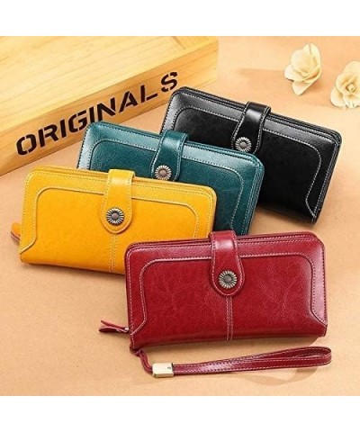 Leather Wallet Leather Women's Wallet Long Large Capacity Buckle Purse Clutch Girls Zipper Fashion Elegant Coin Pocket Memori...