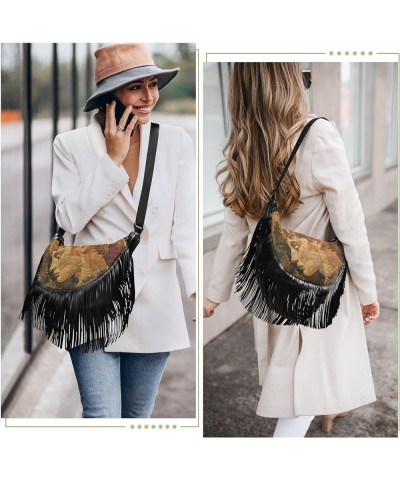 Mandala Moon Fringe Purse Crossbody Western Purse Tassel Boho Handbag Hippie Purses for Women Crossbody Abstract Portrait $14...