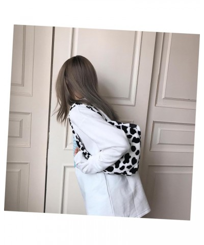 2 Pcs Leopard Shoulder Bag Zipper Bag Storage Women's Plush Blackx3pcs $10.69 Shoulder Bags